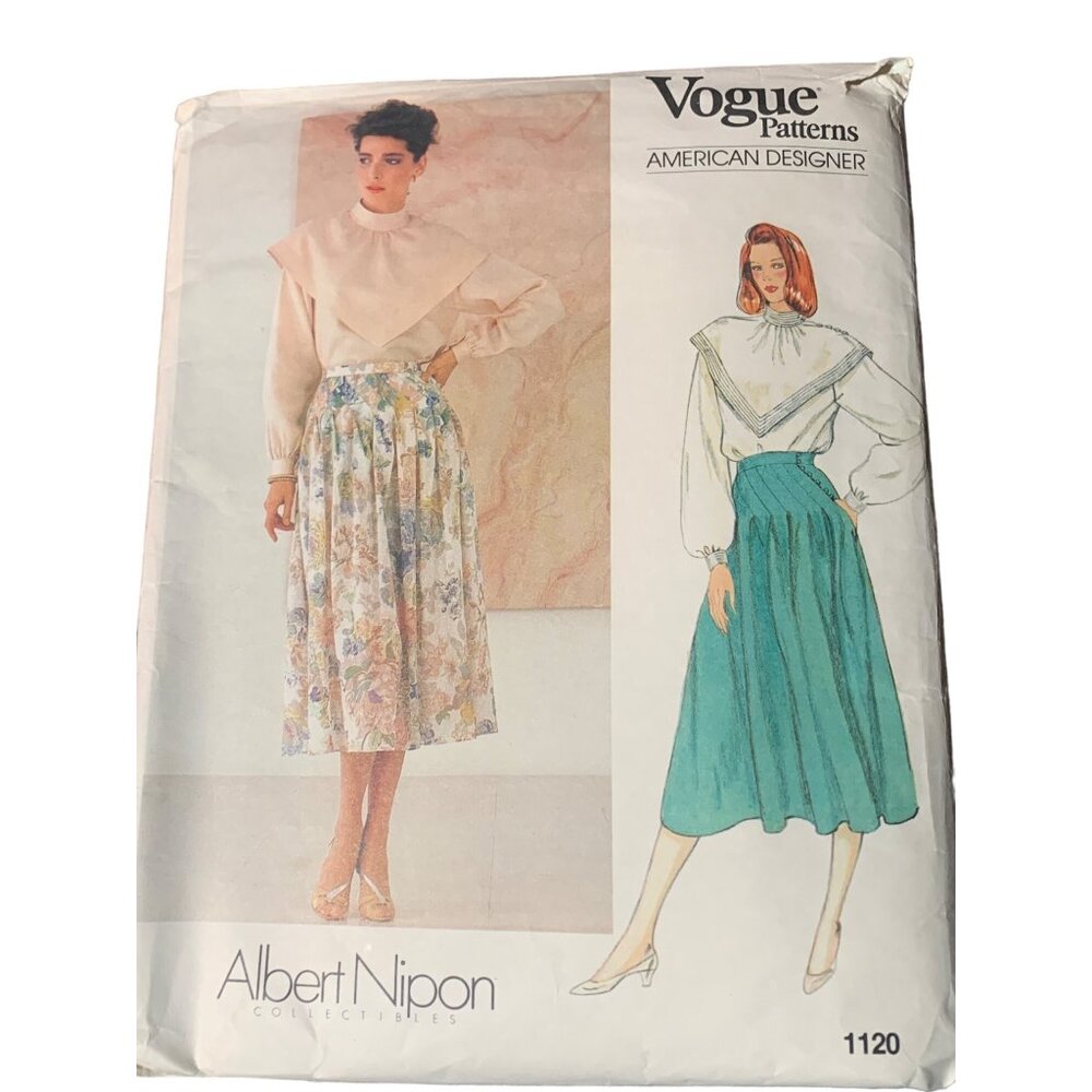 Vogue Albert Nipon 1120 Size 8 Blouse Skirt Sewing Pattern Uncut